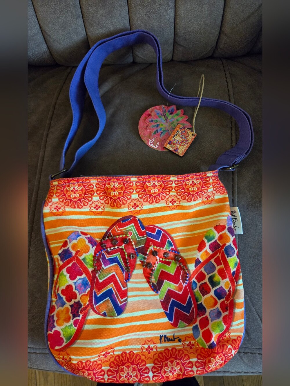 Paul Brent "Sun 'N' Sand" Sunshine Flip Flop Collection Medium Shoulder Tote NWT